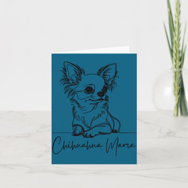 Tarjeta Chihuahua Mama Long Haired Chihuahua Mom Cute Dog  (Anverso)