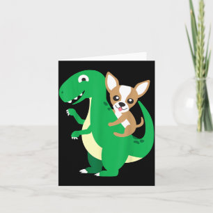 Tarjeta Chihuahua montando T-Rex Dinosaurio Dino Perro Hal