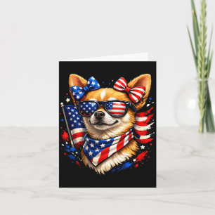 Tarjeta chihuahua patriótico gafas de sol bandera american