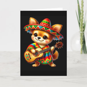 Tarjeta Chihuahua Sombrero Guitarra Cinco De Mayo Mexicano
