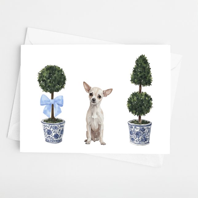 Tarjeta Chihuahua Watercolor Chinoiserie Perro picante (Subido por el creador)