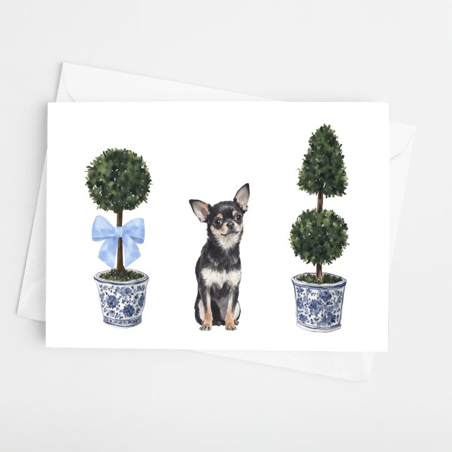 Tarjeta Chihuahua Watercolor Chinoiserie Puppy Dog Card (Subido por el creador)