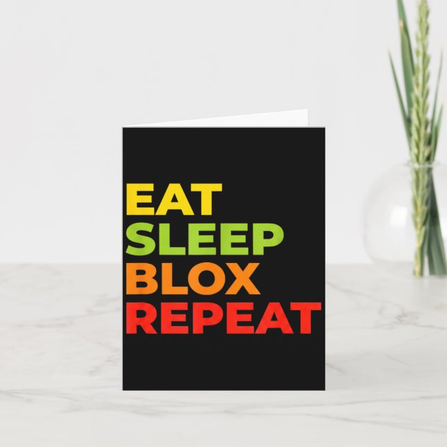 Tarjeta Child Eat Sleep Blox Repeat - Kids Gaming Slogan F (Anverso)