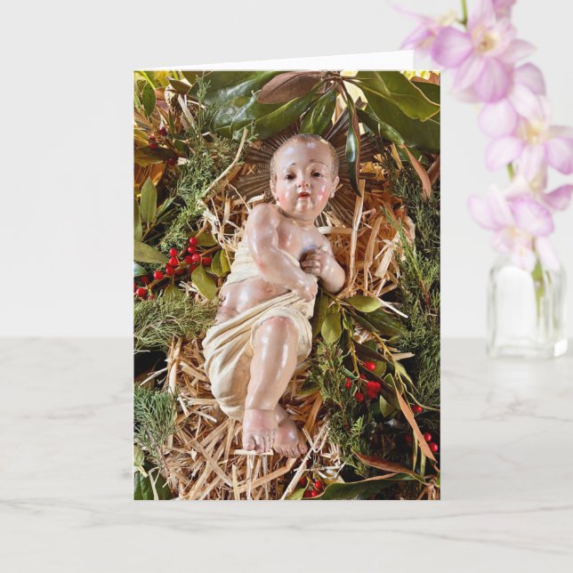 Tarjeta Child in Manger Christmas Card (Orquídea)