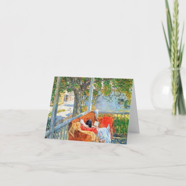Tarjeta Childe Hassam - Sofá y veranda en Cos Cob (Anverso)