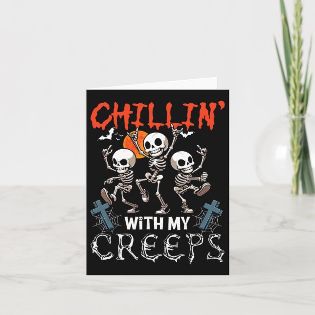 Tarjeta Chillin' Con Mis Creeps Halloween Tres Horror (Anverso)