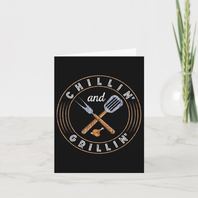Tarjeta Chillin Y Grillin Funny Barbeque Grilled Bbq Lov (Anverso)