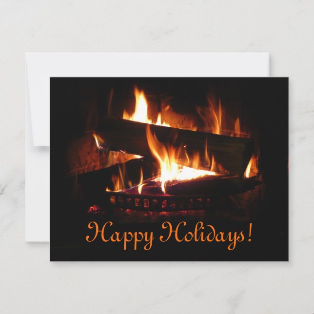 Tarjeta Chimenea cálida vacaciones de invierno (Anverso)