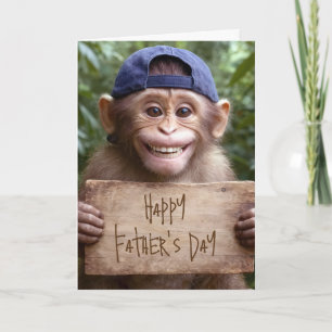 Tarjeta Chimpancé con letrero del Día del Padre