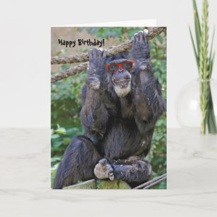 Tarjeta Chimpancé salvaje con gafas de sol