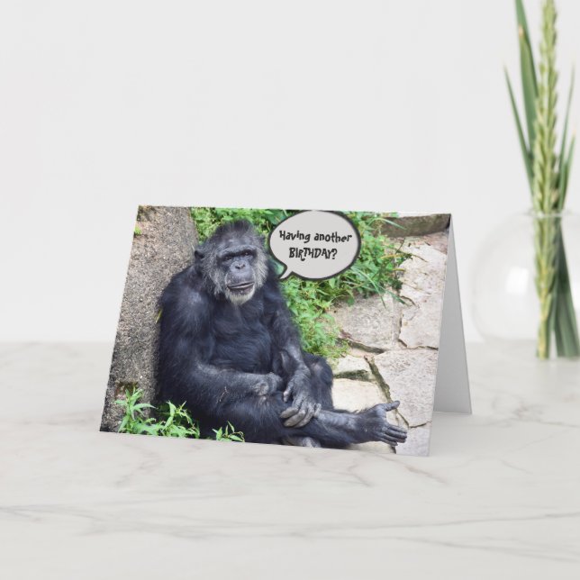 Tarjeta Chimpanzee Cumpleaños Humorístico (Anverso)