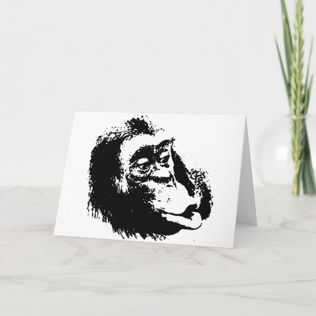 Tarjeta Chimpanzee divertido de Pop Art (Anverso)