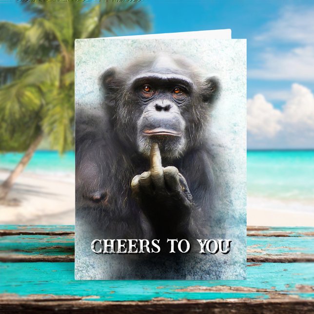 Tarjeta Chimpanzee divertido del Dedo Medio (Subido por el creador)
