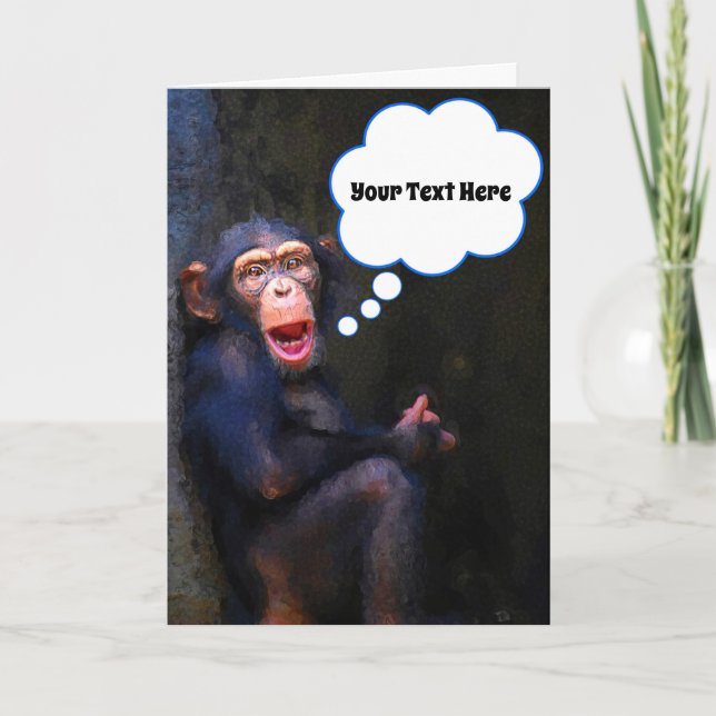 Tarjeta Chimpanzee Funny Face Wildlife Greet Card (Anverso)
