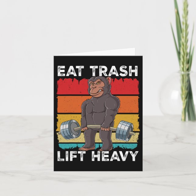 Tarjeta Chimpanzee Gym Weight Training Comida Trash Lift H (Anverso)