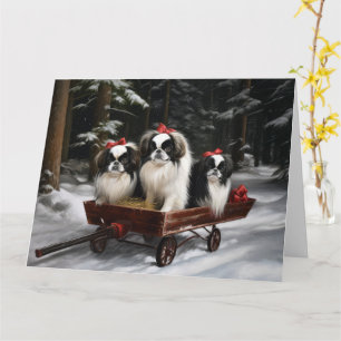 Tarjeta Chin Japonés Nieve Trineo Decoración Navidad