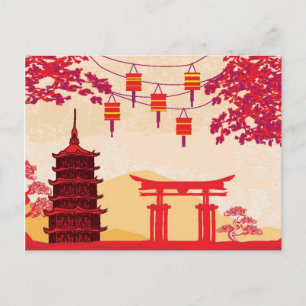 Tarjeta china del Año Nuevo - linternas