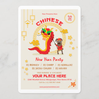 Tarjeta china feliz de la invitación del Año Nuevo