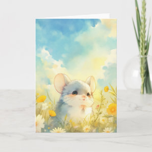 Tarjeta Chinchilla Alegría Vislumbre de Flores Silvestres