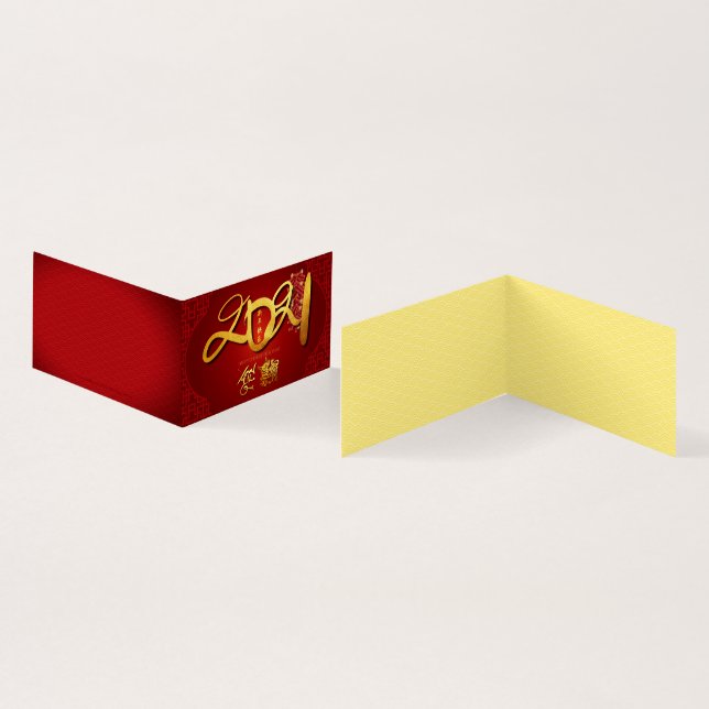 Tarjeta Chines Ox New Year 2021 Firecrackers pack 25 FC (Interior y exterior)