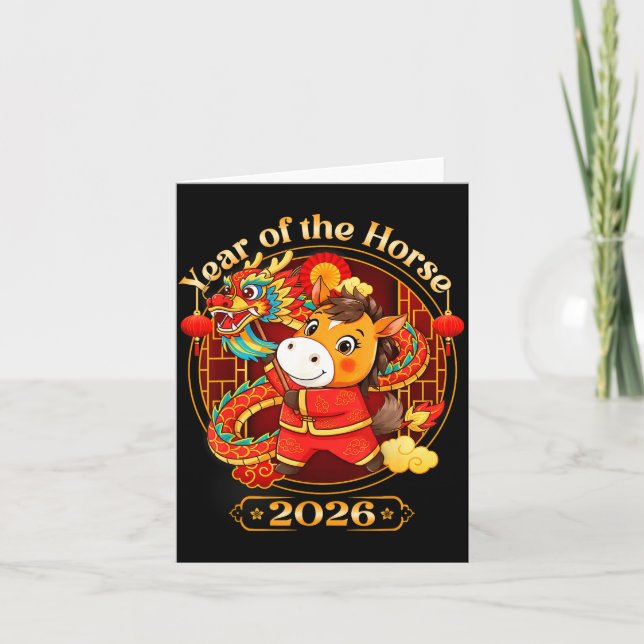 Tarjeta Chinese New Year 2026 Clothes Boys Girls Year Of T (Anverso)