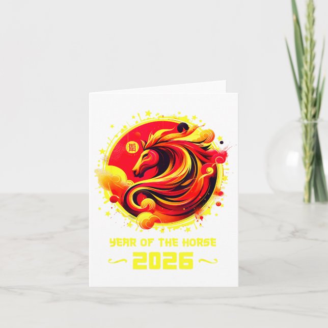 Tarjeta Chinese New Year 2026 Horse Happy Chinese New Year (Anverso)