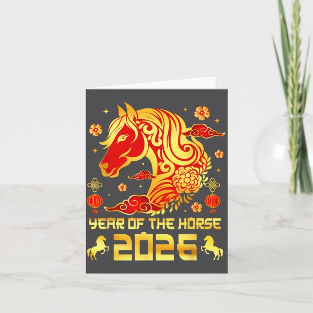 Tarjeta Chinese New Year 2026 Horse Happy Chinese New Year (Anverso)
