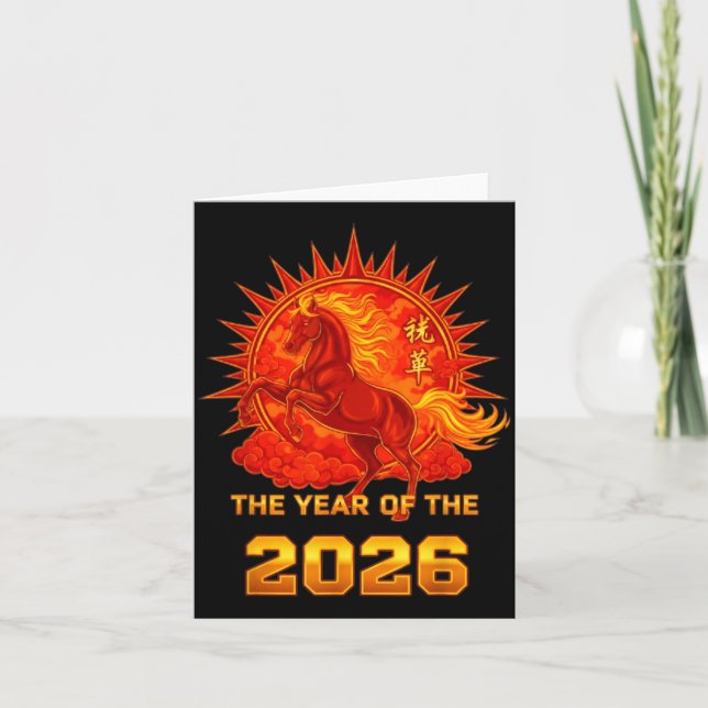 Tarjeta Chinese New Year 2026 Of The Fire Horse Men Women  (Anverso)