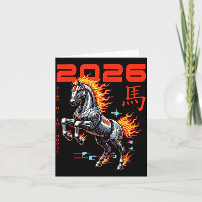 Tarjeta Chinese New Year 2026 Year Of The Fire Horse Cyber (Anverso)