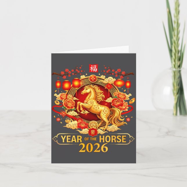 Tarjeta Chinese New Year 2026 Year Of The Horse Happy New  (Anverso)