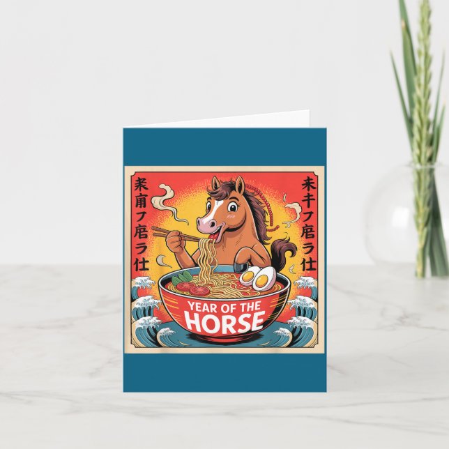 Tarjeta Chinese Year Of The Horse 2026 Ramen Zodiac Illust (Anverso)