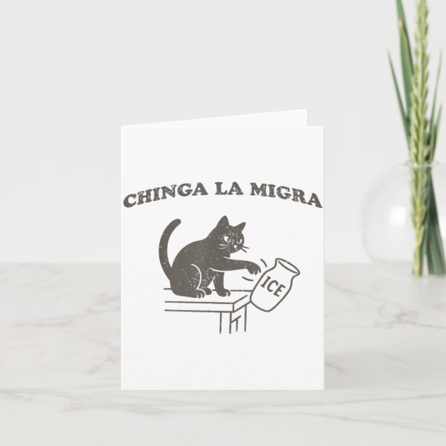 Tarjeta Chinga La Migra Immigration Abolish Ice Funny Cat  (Anverso)