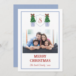 Tarjeta Chinoiserie Azul Y Navidades Blancos