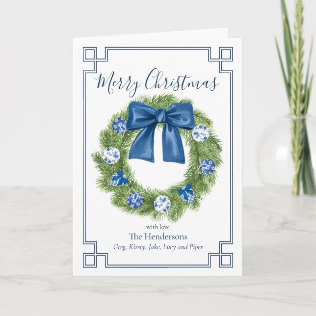 Tarjeta Chinoiserie Blue and White Wreath (Anverso)