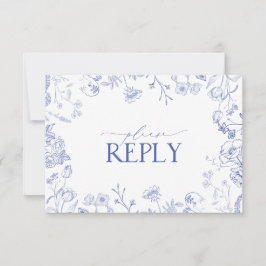 Tarjeta Chinoiserie French Blue Victorian Floral R