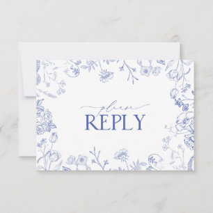 Tarjeta Chinoiserie French Blue Victorian Floral R