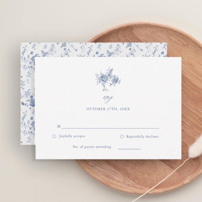Tarjeta Chinoiserie victoriana de Boda Azul de tel (Subido por el creador)