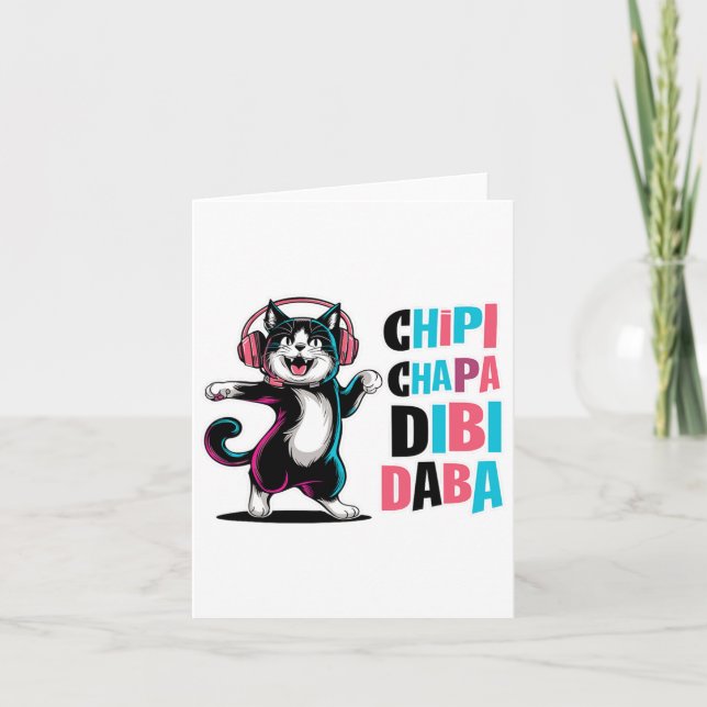 Tarjeta Chipi Chapa Dibi Daba Cat Dancing Personalizado (Anverso)