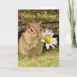 Tarjeta Chipmunk adorable del bebé con la margarita -