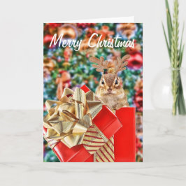 Tarjeta Chipmunk de Feliz Navidad