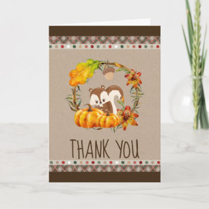 Tarjeta Chipmunk y calabazas Otoño rústico Gracias