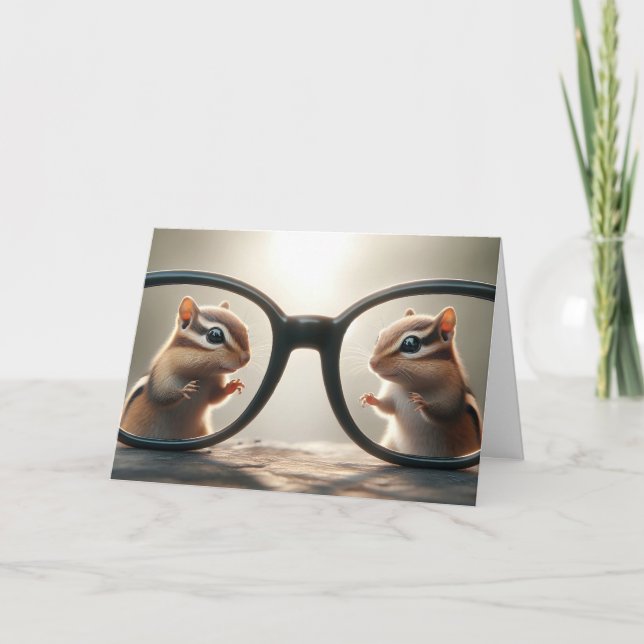 Tarjeta Chipmunks Peering Through Glasses (Anverso)