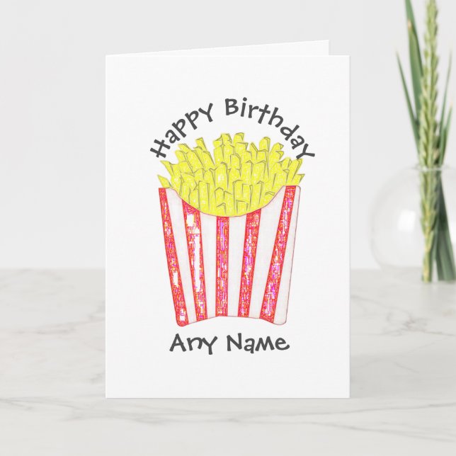 Tarjeta Chips Fries Happy Birday Custom Name (Anverso)