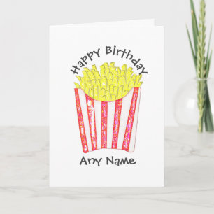 Tarjeta Chips Fries Happy Birday Custom Name