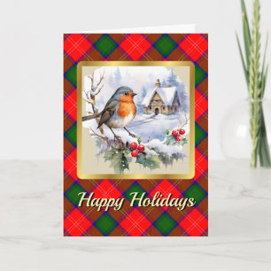 Tarjeta Chisholm Tartan w/Robin Personalizado Navidad