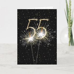 Tarjeta Chispa de cumpleaños 55 en negro