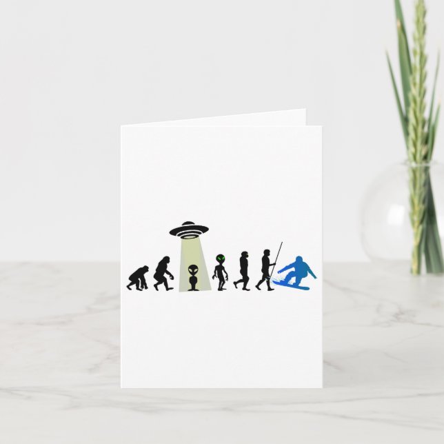 Tarjeta Chiste Alien Snowboard Evolution Pun Boarding (Anverso)