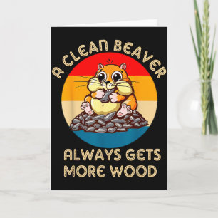 Tarjeta Chiste de adulto de marmota Un castor limpio siemp