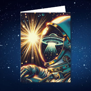 Tarjeta Chiste de astronauta y ovni   Cumpleaños 