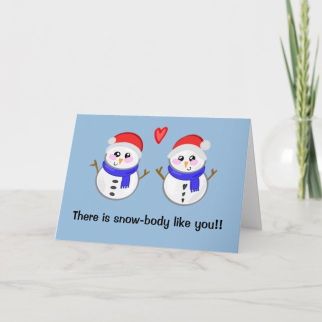 Tarjeta Chiste de muñeco de nieve de Navidad adorable   (Anverso)